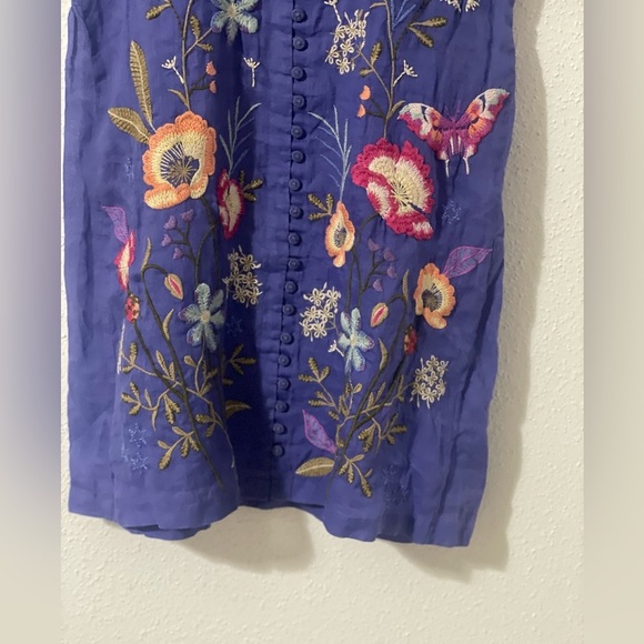 Johnny Was floral embroidered Nila blue tunic button  dress XXS fits XS/S - Picture 7 of 15